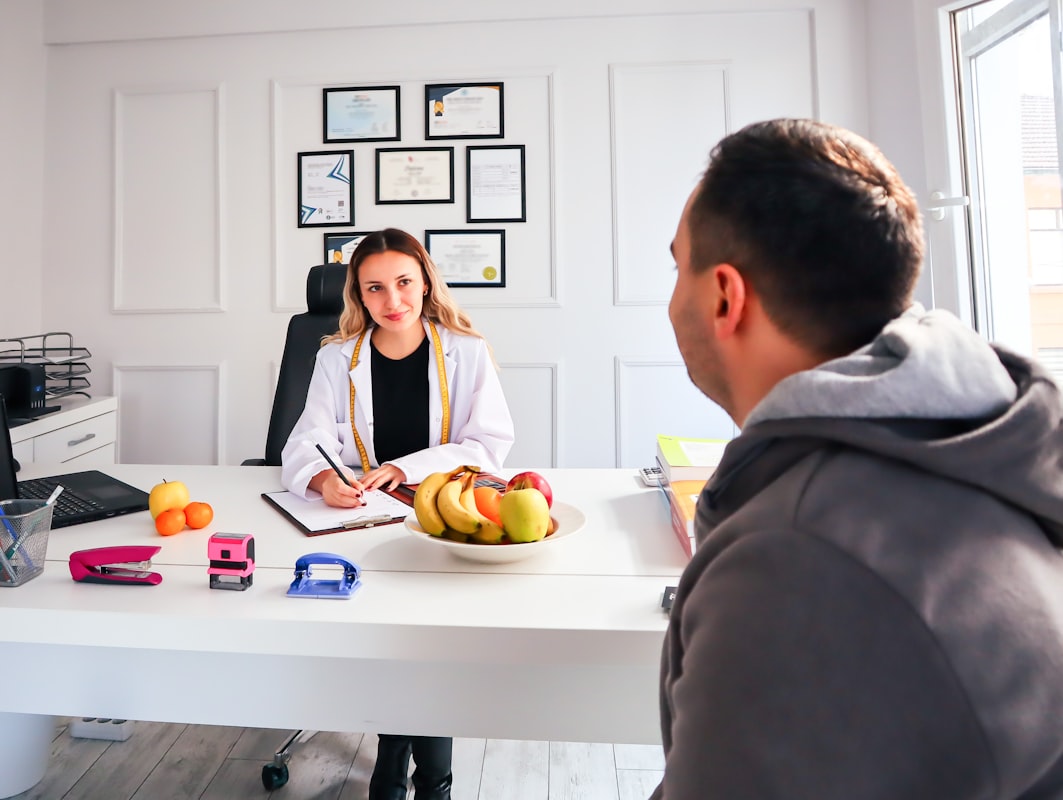 Nutrition consultation setup with healthy food choices